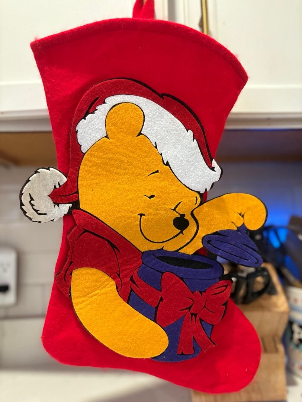 VINTAGE FELT 3-D DISNEY WINNIE THE POOH  CHRISTMAS STOCKING